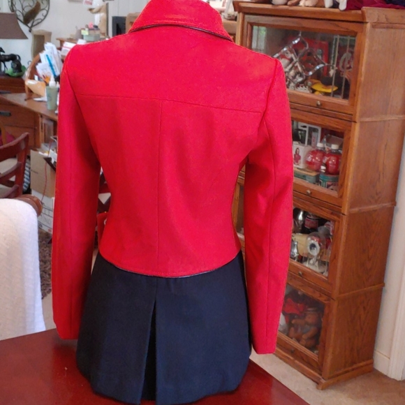 Steve Madden Red Black Button Coat Jacket Small - Picture 3 of 5